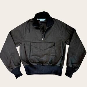 Powderline Vintage Womens XS 1/4 Zip Windbreaker Anorak Bomber Jacket Black